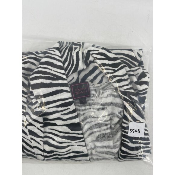 Colour Works Zebra Open Drape Front Long Sleeve Lightweight Cardigan Size L - Picture 10 of 10
